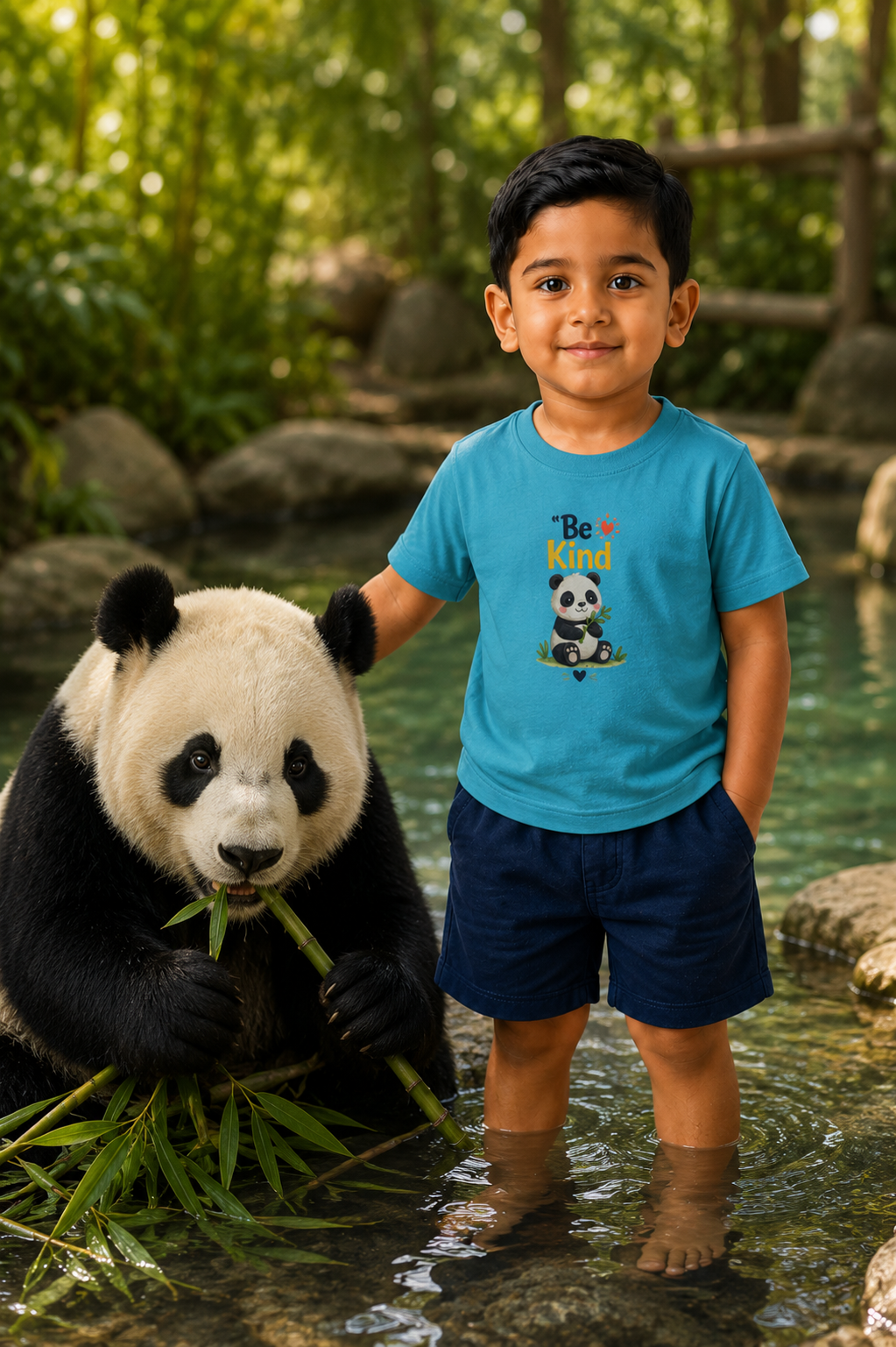 Be kind panda Boy's Crew Neck T-Shirt