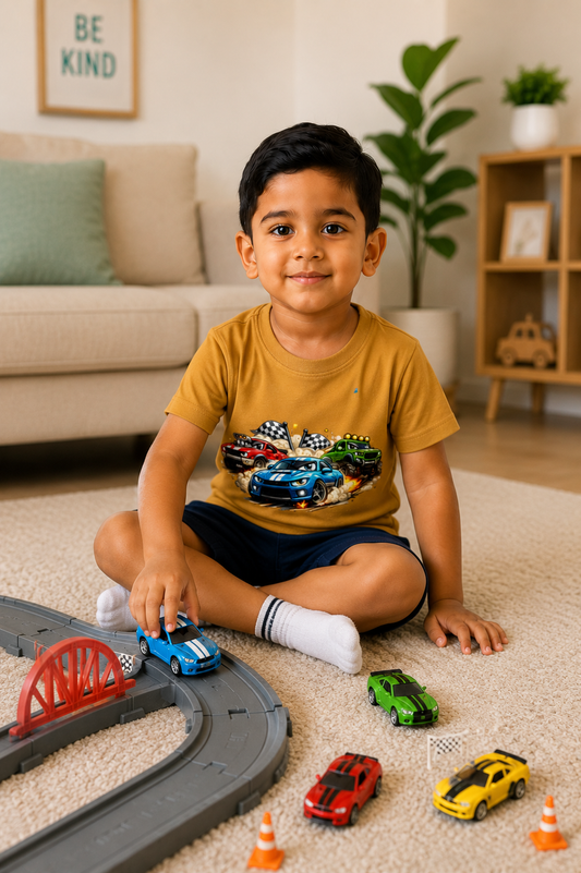 car race Boy's Crew Neck T-Shirt