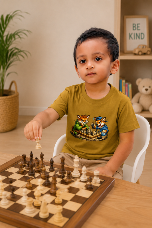 fox chess Boy's Crew Neck T-Shirt