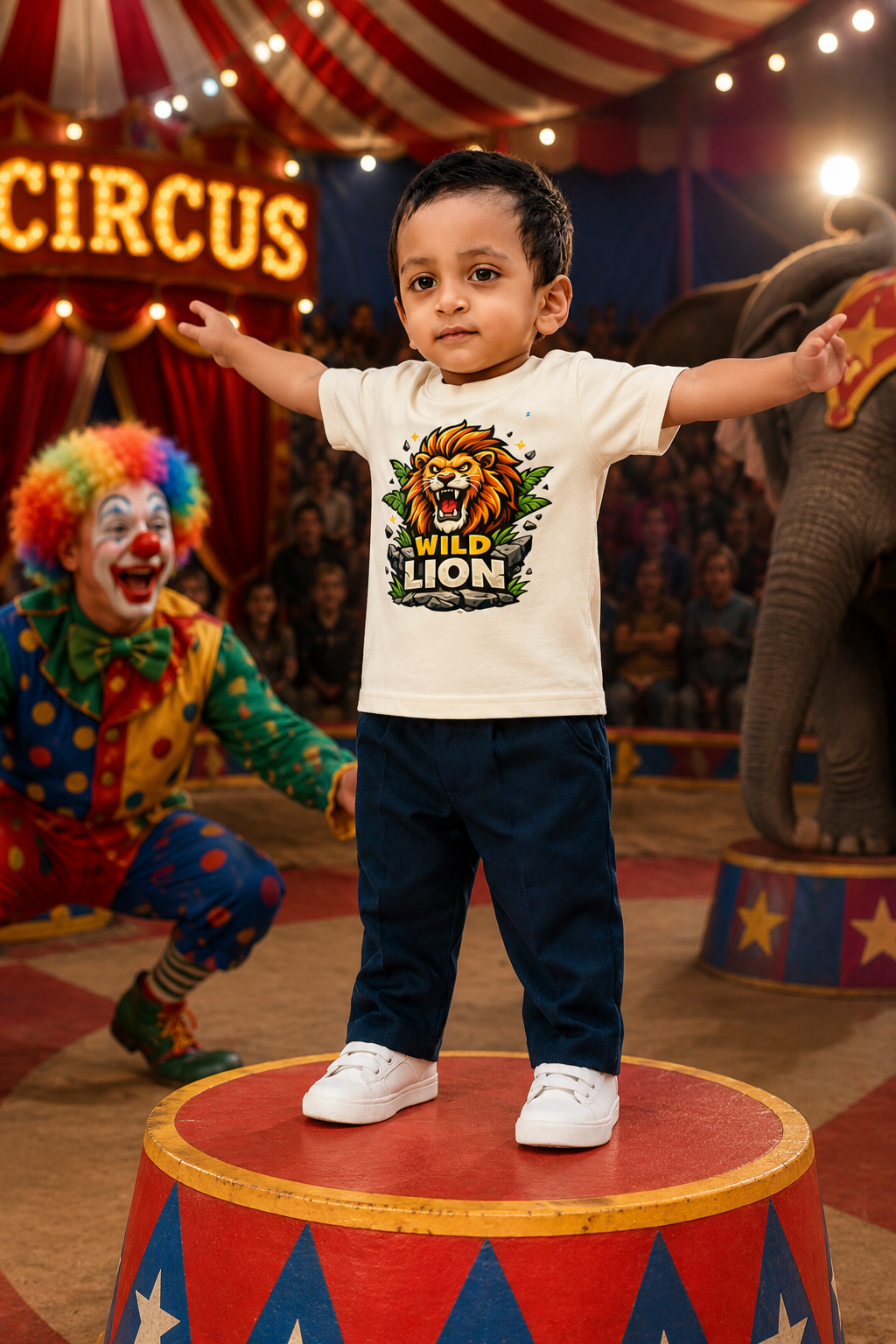 wild lion Boy's Crew Neck T-Shirt